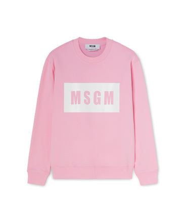 Cotton crewneck sweater with MSGM box logo