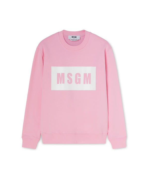 Felpa girocollo in cotone con box logo MSGM