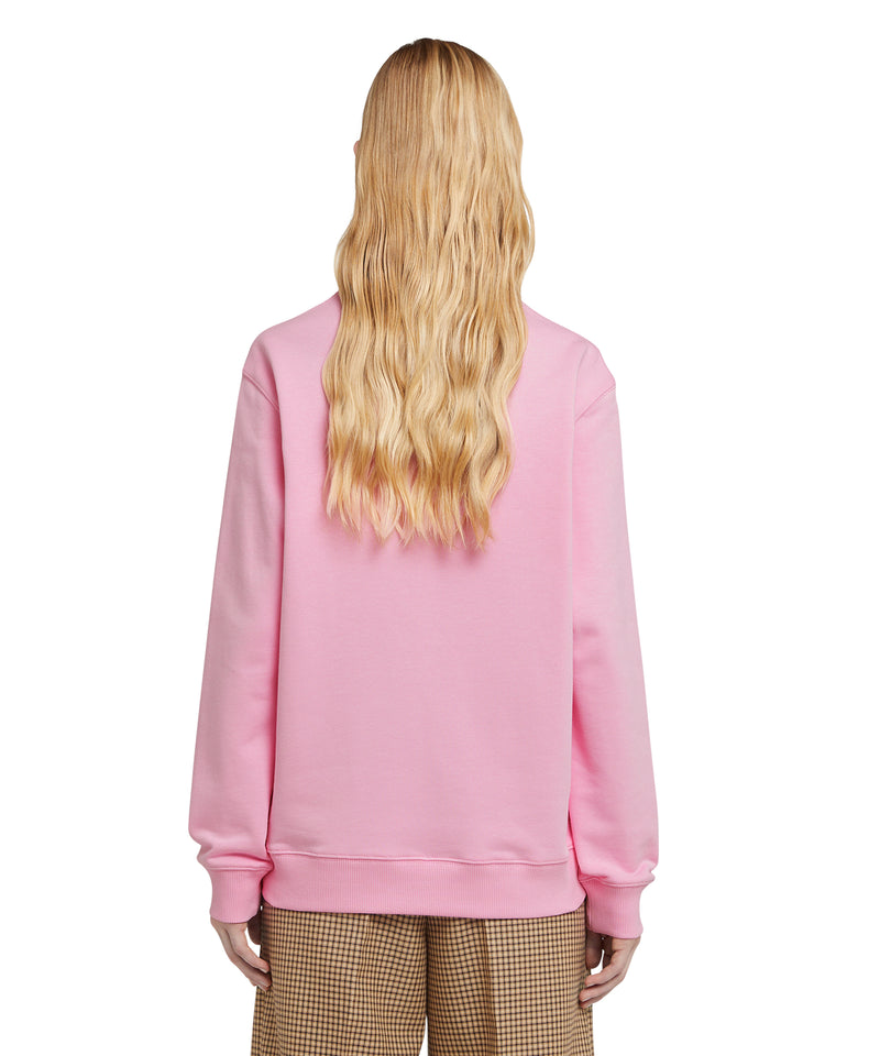 Cotton crewneck sweater with MSGM box logo PINK Women 