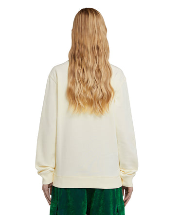 Solid color cotton crewneck sweatshirt with "MSGM Embroidery Italics logo"