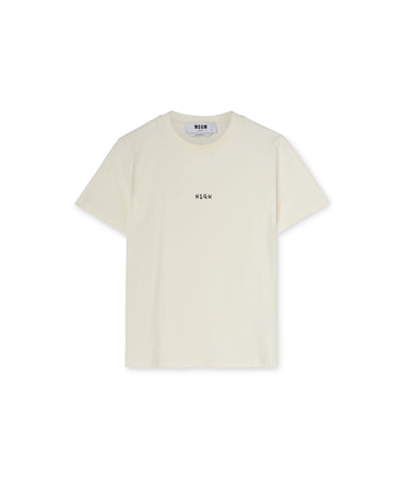 T-shirt girocollo in cotone con micro logo MSGM