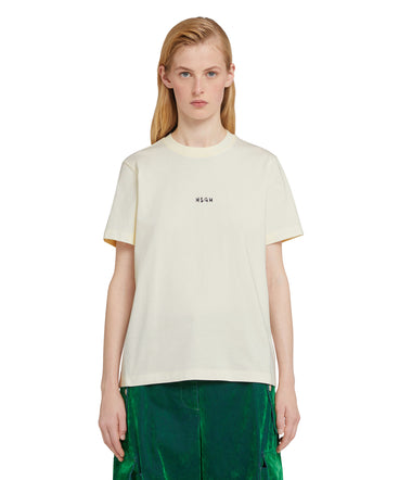 T-shirt girocollo in cotone con micro logo MSGM