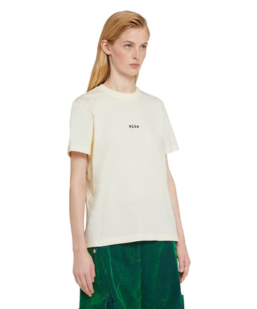 T-shirt girocollo in cotone con micro logo MSGM