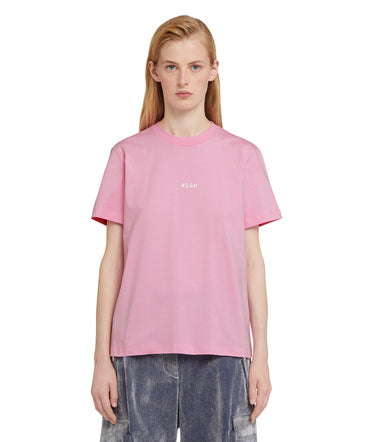 T-shirt girocollo in cotone con micro logo MSGM