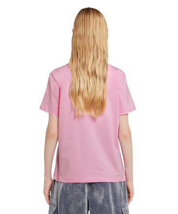 T-shirt girocollo in cotone con micro logo MSGM