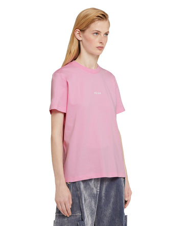 T-shirt girocollo in cotone con micro logo MSGM