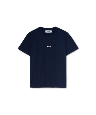 T-shirt girocollo in cotone con micro logo MSGM