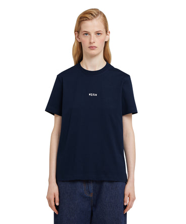 T-shirt girocollo in cotone con micro logo MSGM