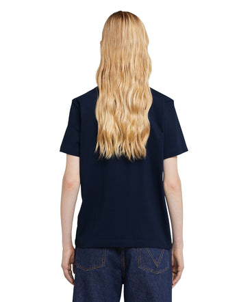 T-shirt girocollo in cotone con micro logo MSGM