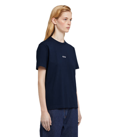 T-shirt girocollo in cotone con micro logo MSGM