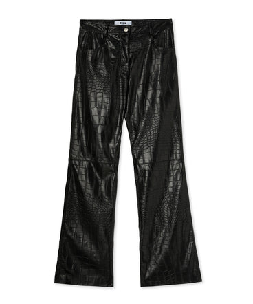 Pantalone a gamba dritta in tessuto "Croco Eco Leather"