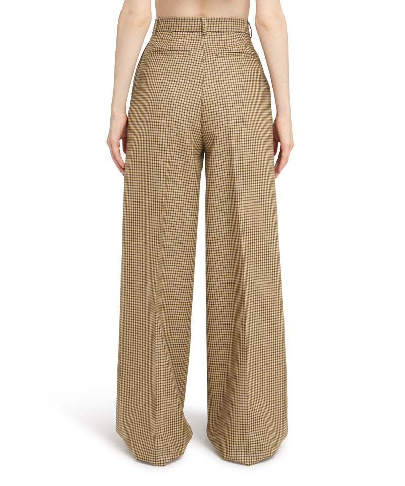 Wool trousers with  "Microcheck Wool" motif CAMEL BEIGE Women 