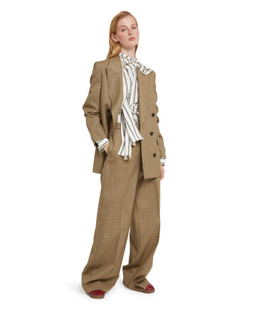 Wool trousers with  "Microcheck Wool" motif