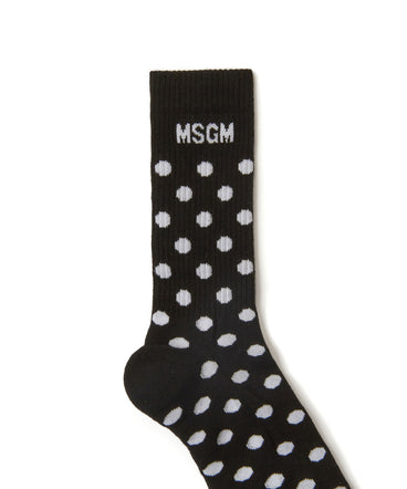 Calzini in cotone fantasia a pois con logo MSGM