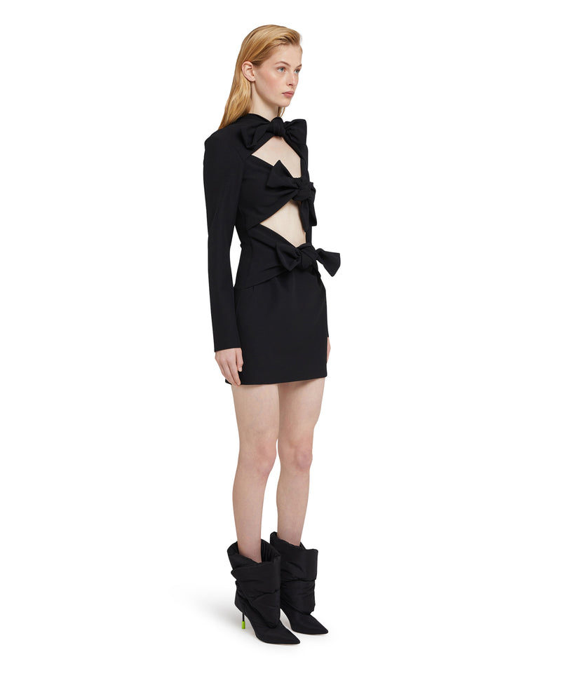 Abito mini in "Textured Crepe Cady" NERO Donna 