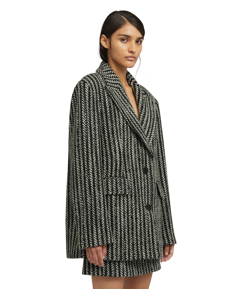 Blended wool "Herringbone Wool felt" short coat BLACK Women 