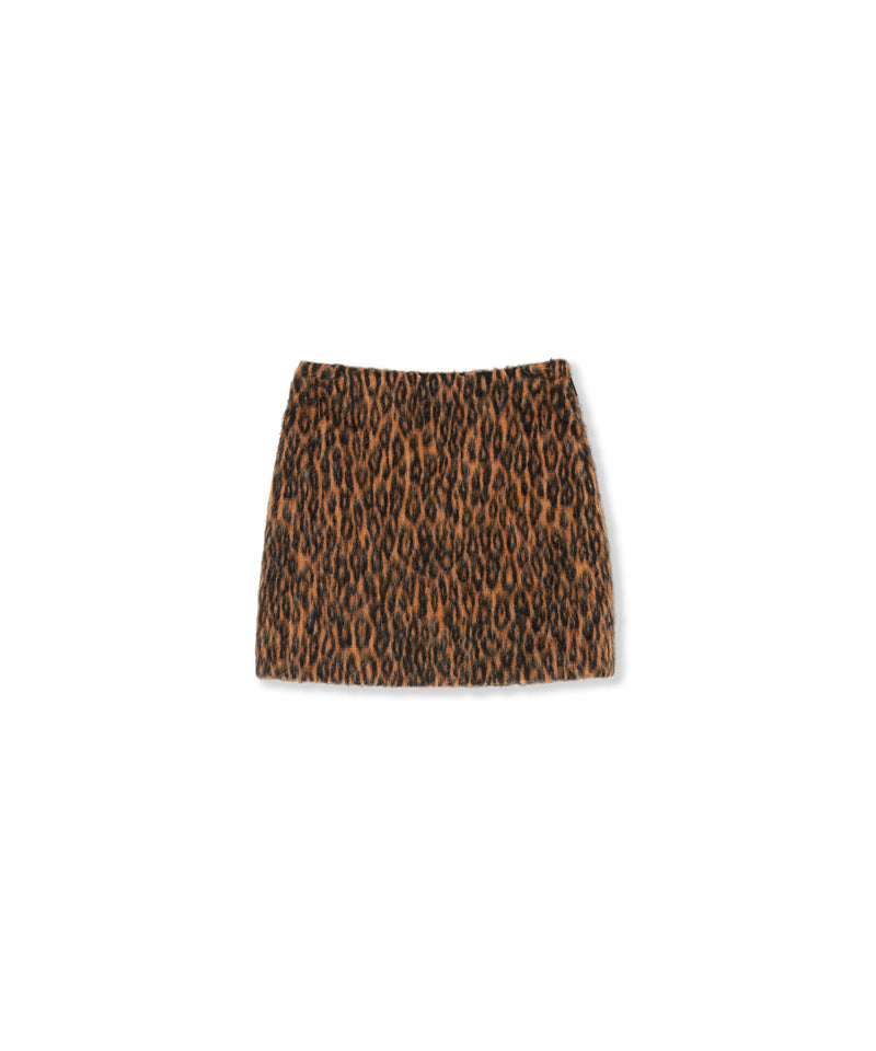 Wool mini skirt with "Cheetah Jacquard" motif BEIGE Women 