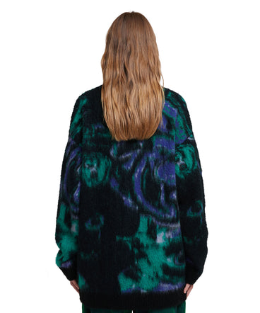 V-neck cardigan with "Magma" print