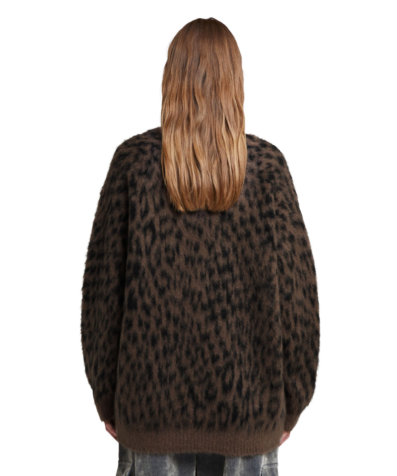 V-neck cardigan with "Wild Illusion" print CHOCOLATE Women 