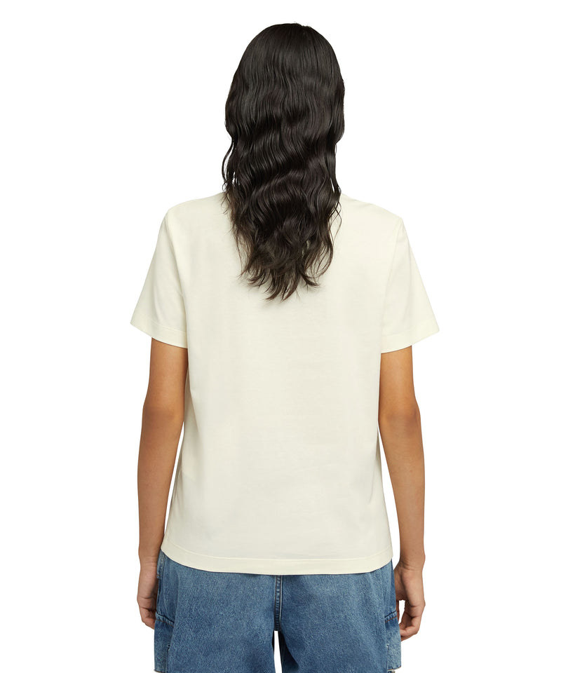 T-shirt in Cotone organico con logo stampa MSGM "Lynx" BIANCO Donna 