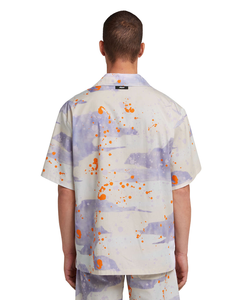 Poplin bowling shirt with "dripping camo" print LILAC Men 