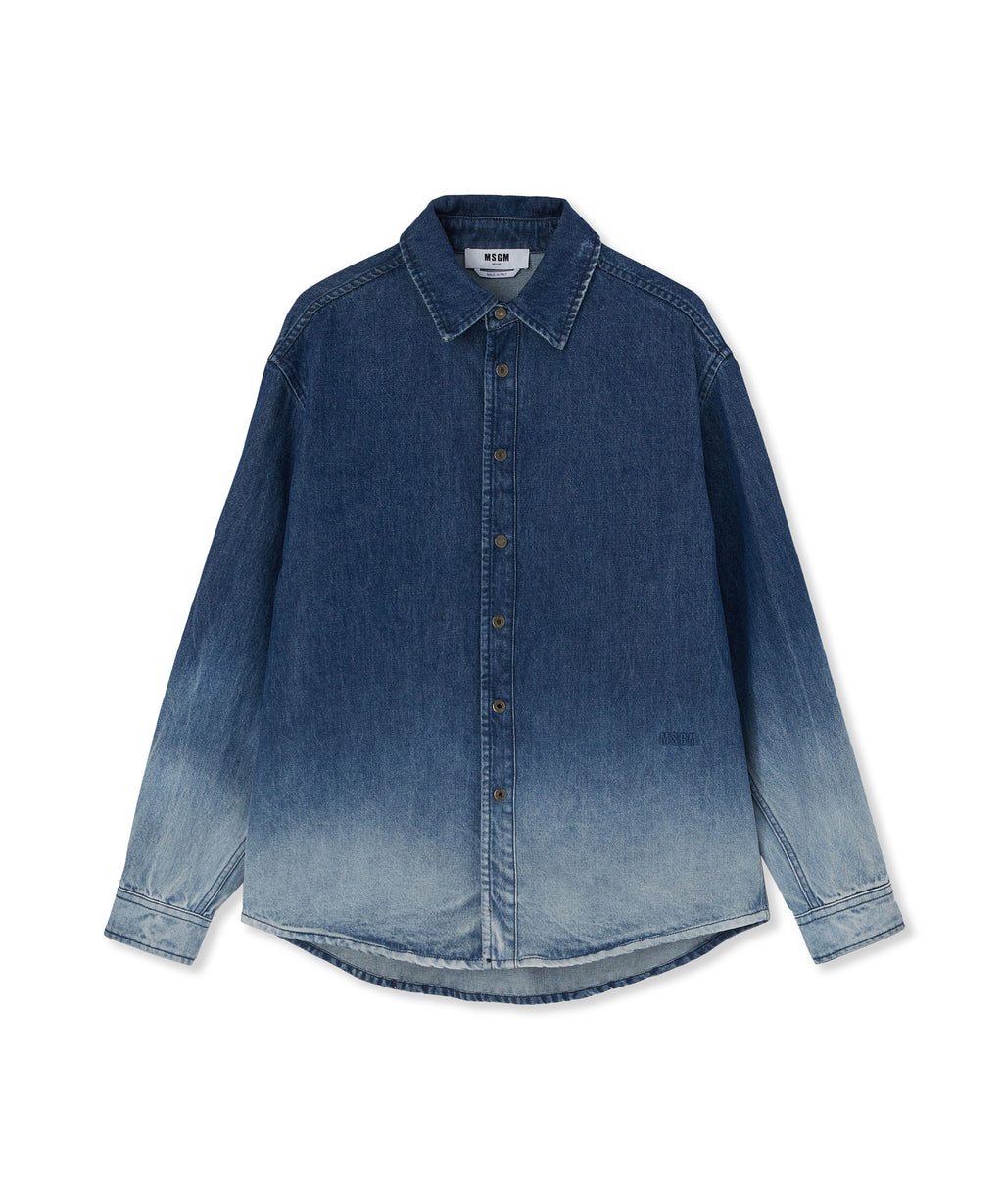 Blue denim shirt with faded treatment - MSGM Official