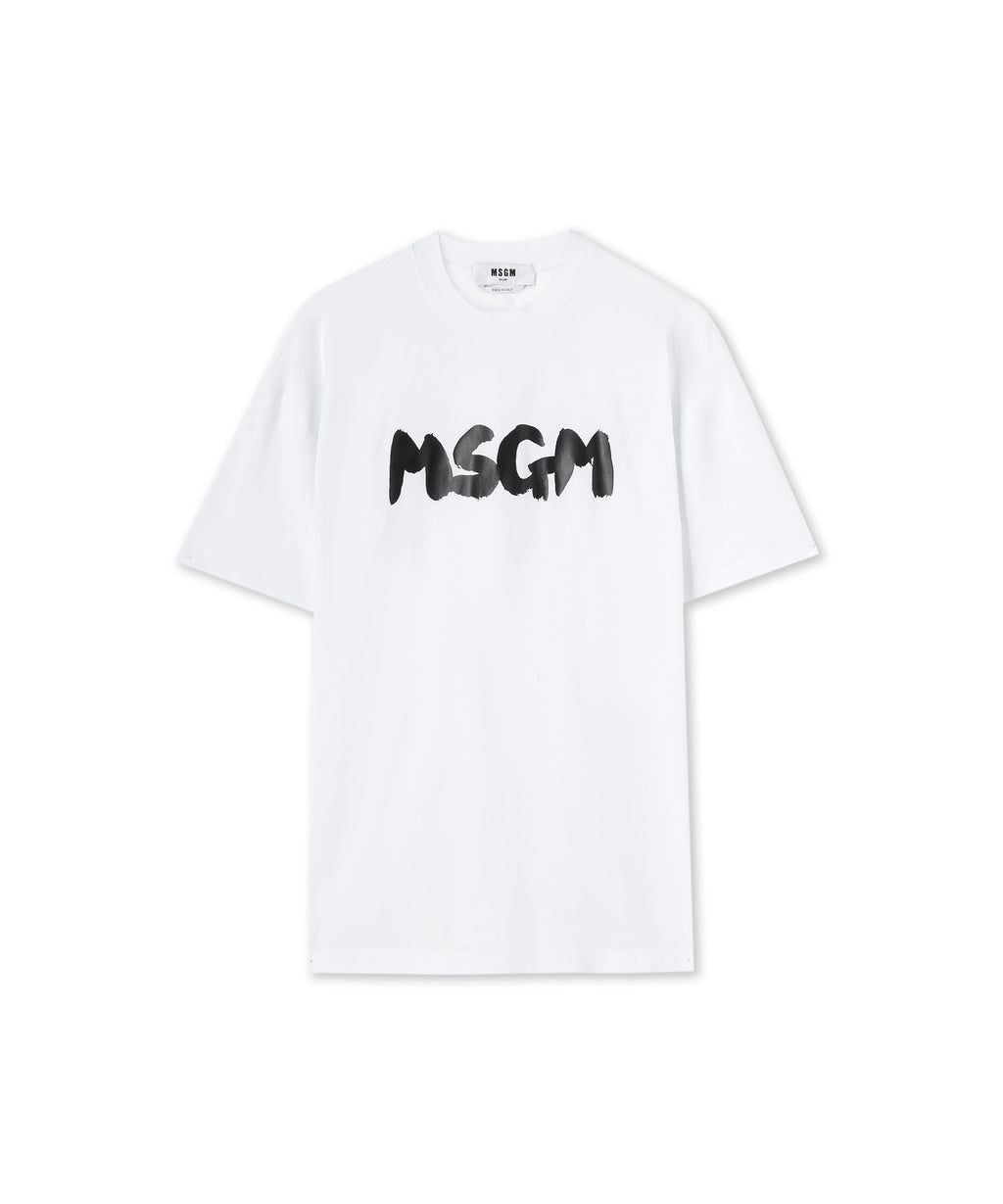 T-Shirt with new brushstroke logo - MSGM Official