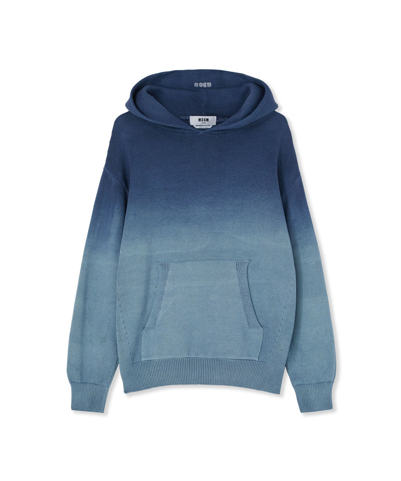 Cotton shirt with hood and faded effect SKY BLUE Men 