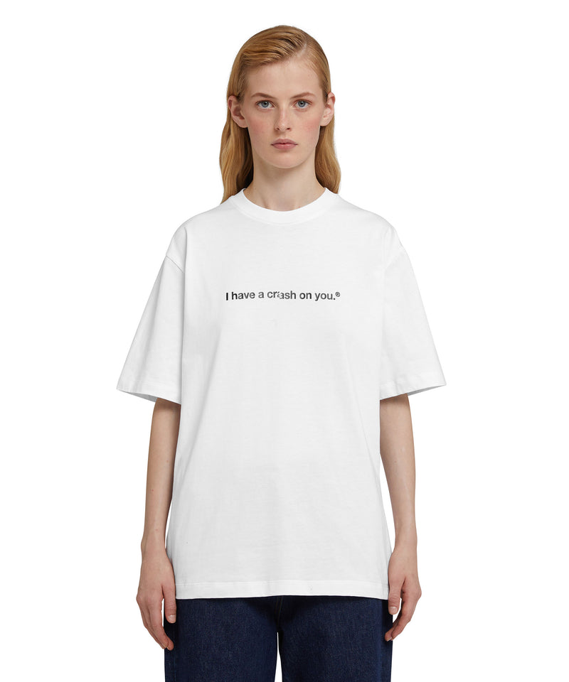 Cotton T-shirt with Crash quote White Unisex 