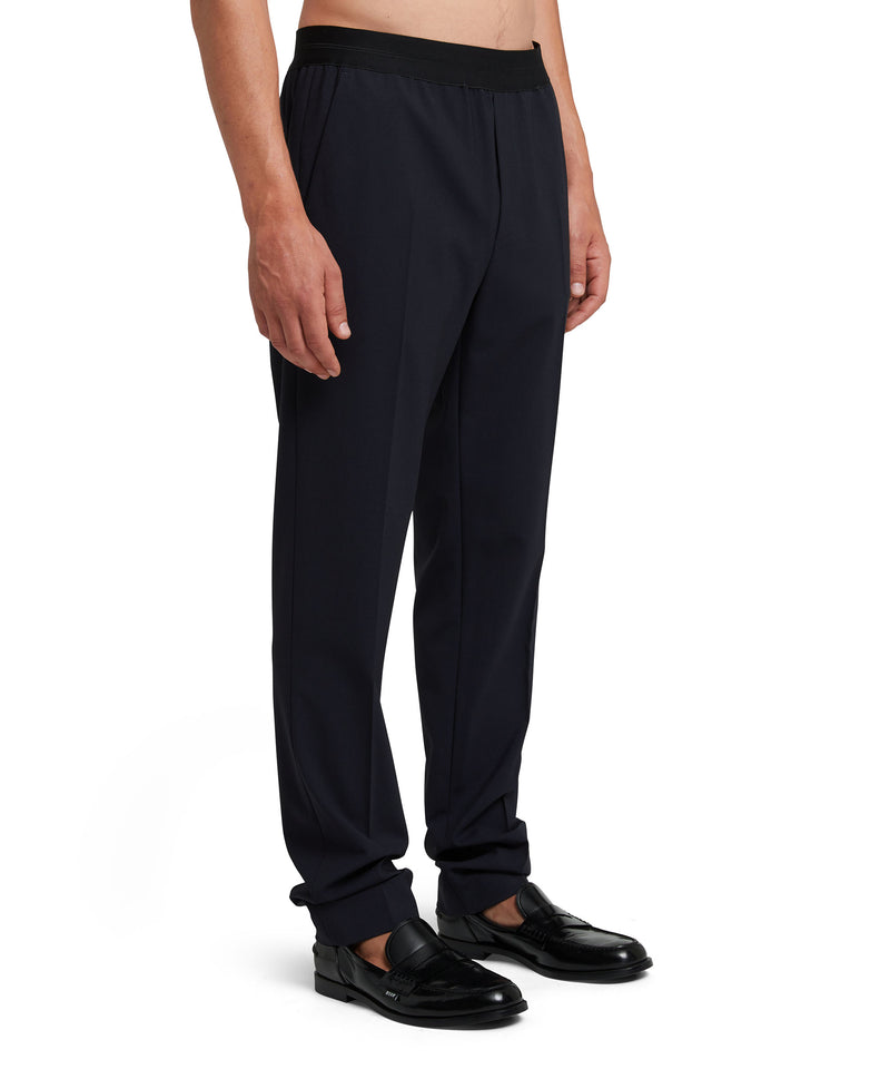 Fresh wool pants with logoed elastic waistband BLUE Men 