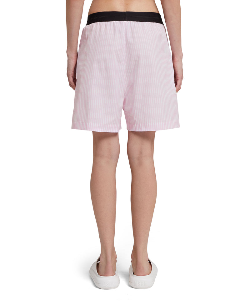 Shorts in popeline con banda logo ed applicazione strass ROSA CHIARO Donna 