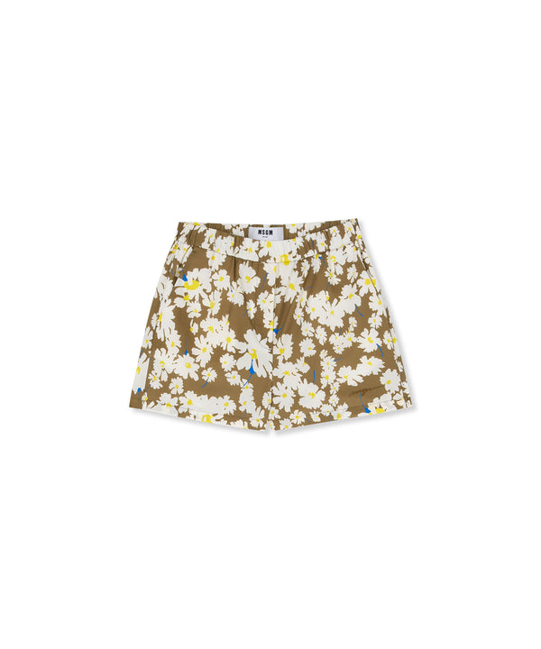Shorts in popeline stampa margherite