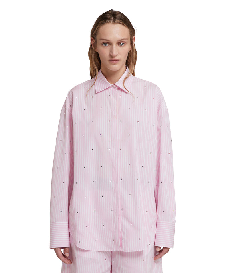 Poplin shirt with rhinestone application LIGHT PINK Women 