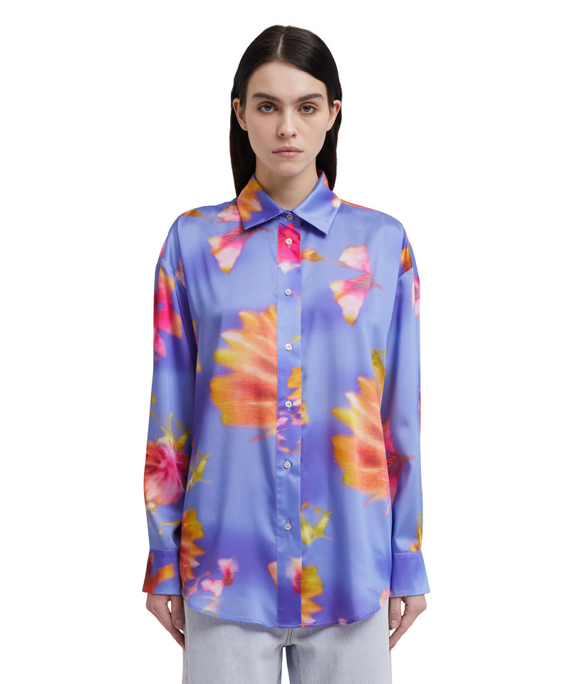 Fluid fabric shirt with  "Desert flowers" print LIGHT BLUE Women 
