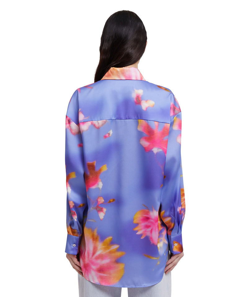 Fluid fabric shirt with  "Desert flowers" print LIGHT BLUE Women 