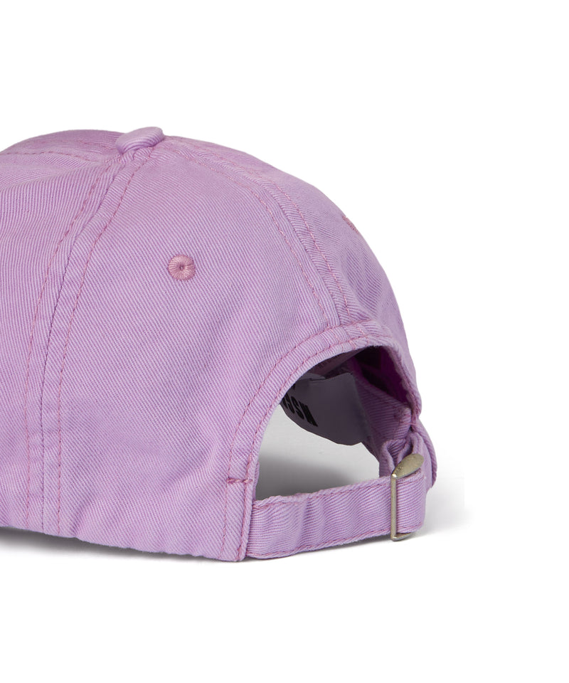 Gabardine cotton baseball cap with distressed effect and embroidered label LILAC Women 