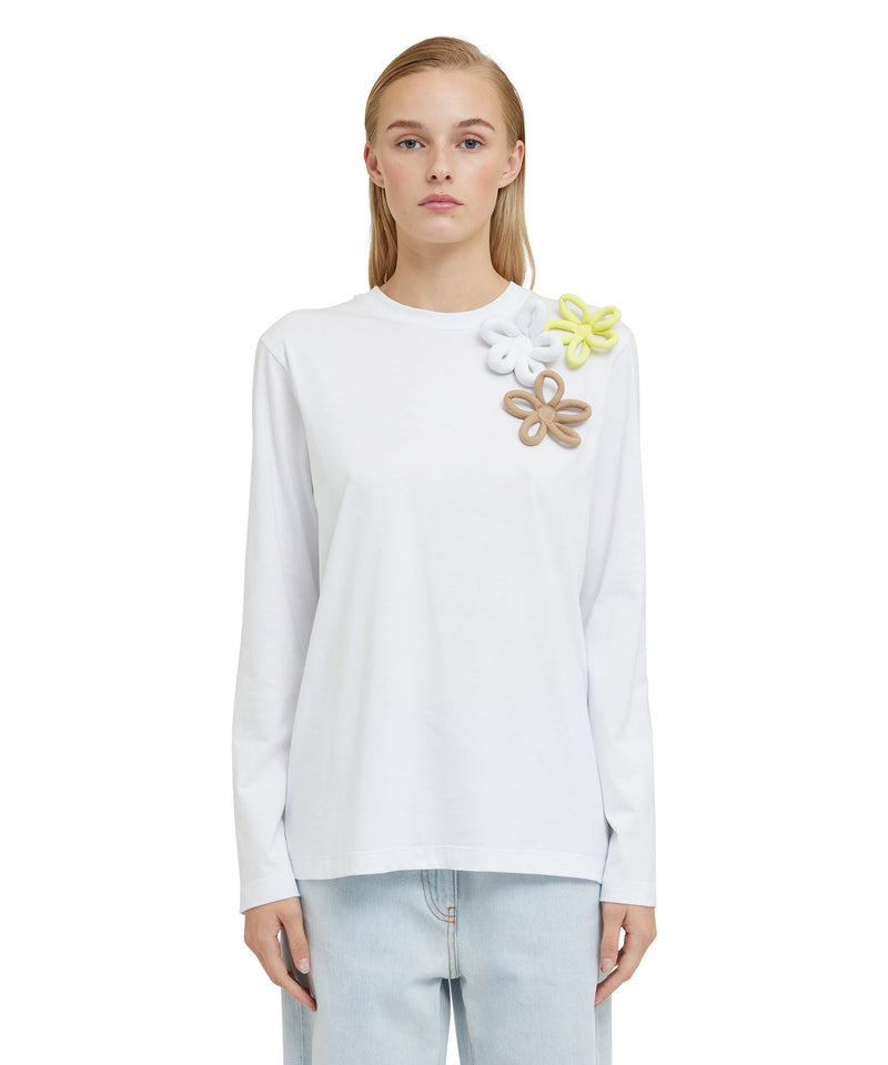Long sleeve T-Shirt with daisies application WHITE Women 