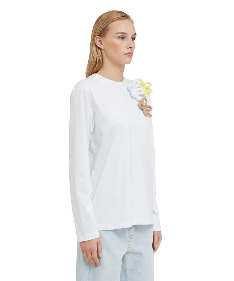 Long sleeve T-Shirt with daisies application WHITE Women 