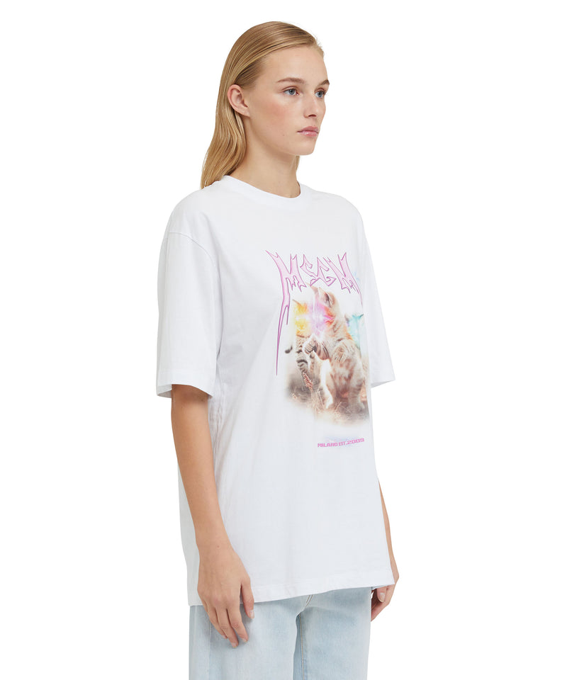 T-Shirt with "Laser eyed cat" graphic WHITE Women 