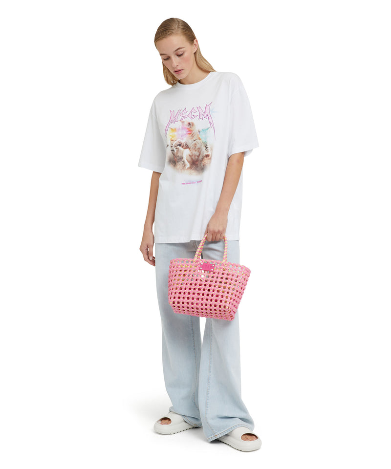 T-Shirt with "Laser eyed cat" graphic WHITE Women 