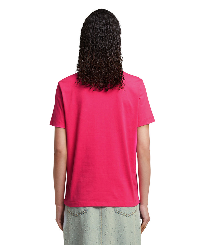 T-Shirt logo glitter mulitcolore ricamato FUCSIA Donna 