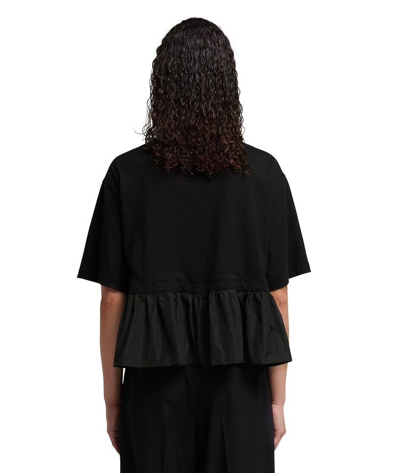 T-Shirt with inserted taffetà ruffles BLACK Women 