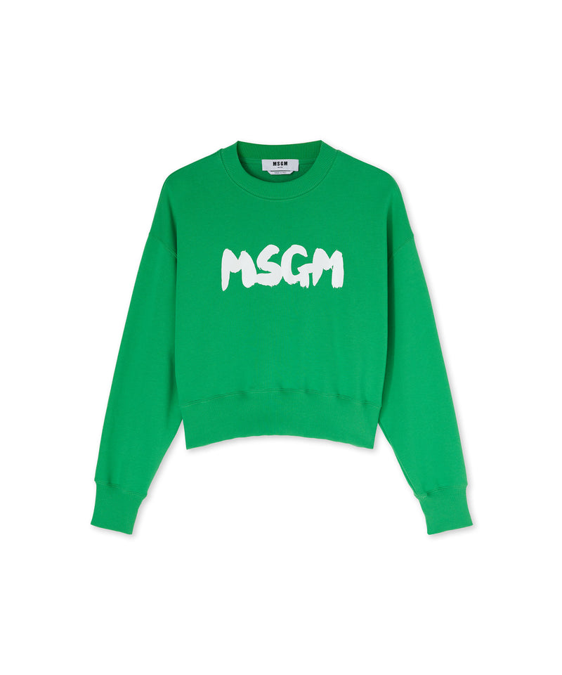Sweatshirt with new brushstroke logo GREEN Women 