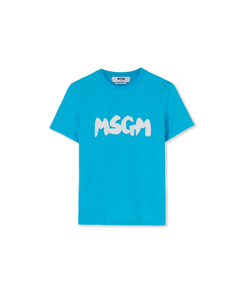 T-Shirt with new brushstroke logo LIGHT BLUE Women 