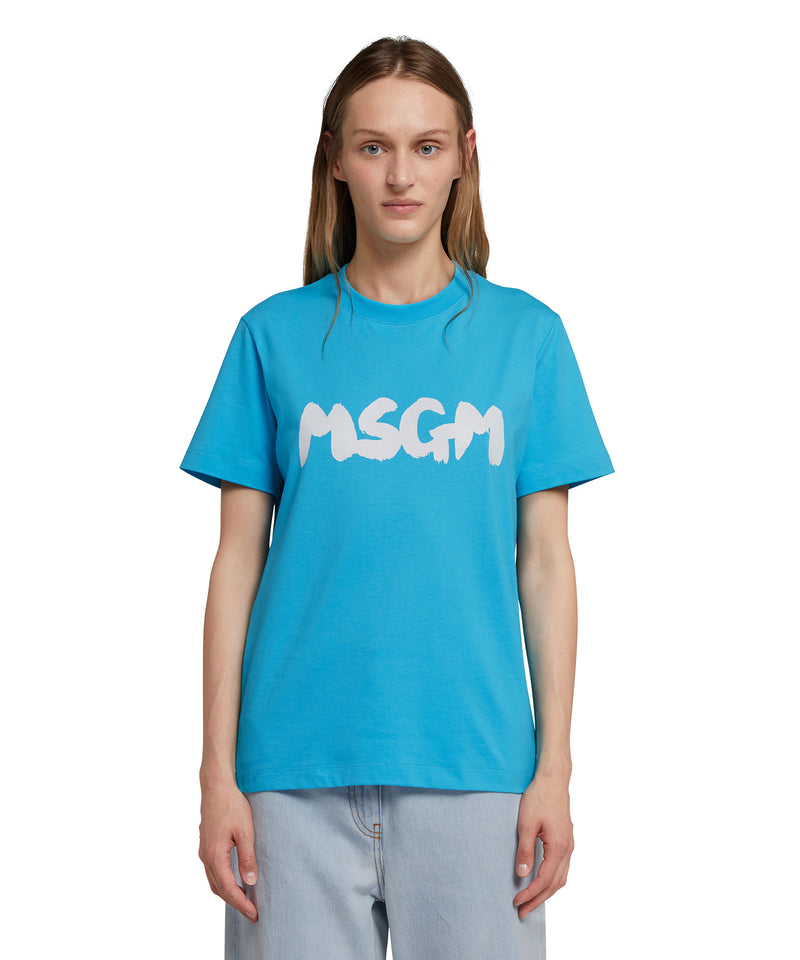 T-Shirt with new brushstroke logo LIGHT BLUE Women 