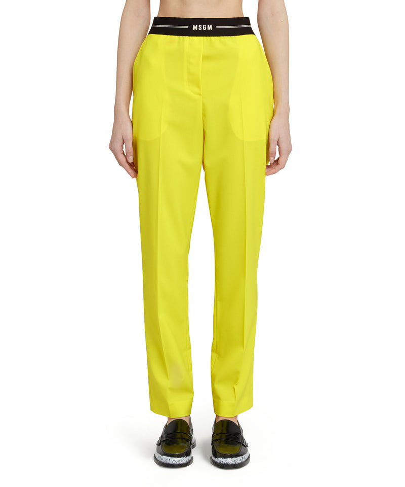 Slim-fit pants with logoed elastic waistband YELLOW Women 