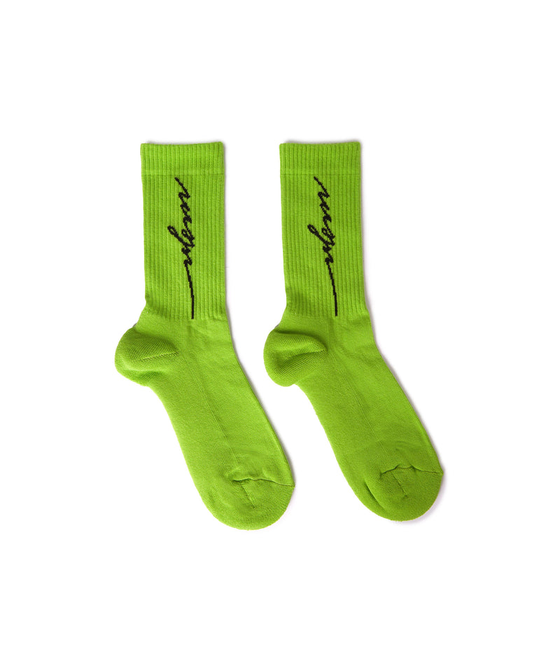 Socks with jacquard cursive logo GREEN Women 