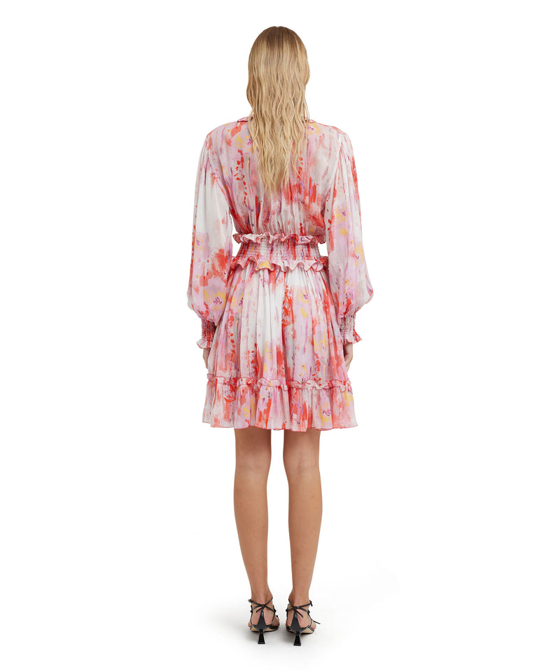 Short dress with georgette "artsy flower" print RED Women 