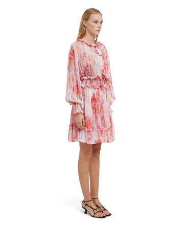 Short dress with georgette "artsy flower" print
