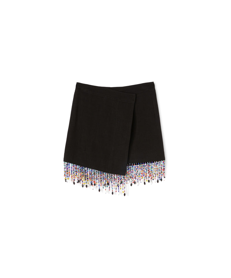 Mini skirt with beaded application BLACK Women 